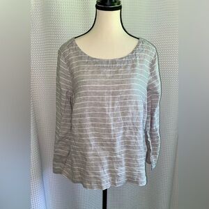 C&C California 100% linen striped blouse size Large